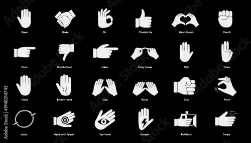 collection of various hand gestures and signs Vector