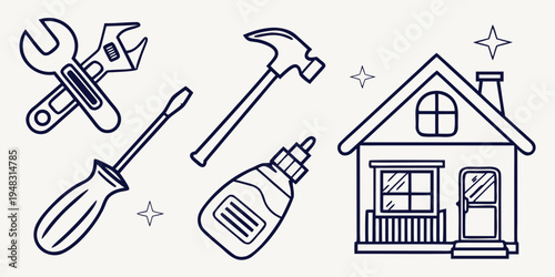 a set of tools for home repair and maintenance Vector