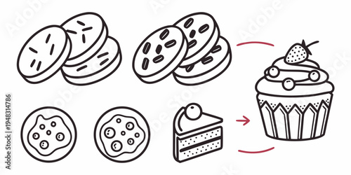 a cupcake with a combination of cookies and cake Vector