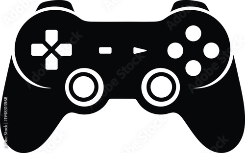 Black and white playstation game controller icon for gaming and entertainment purposes