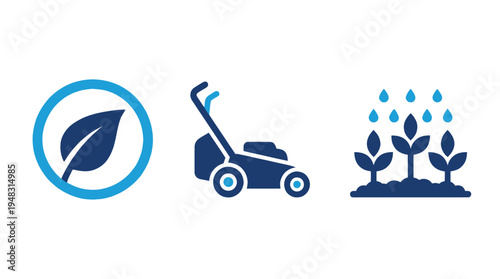 Eco Friendly Lawn Care Icons For Sustainable Living Concepts