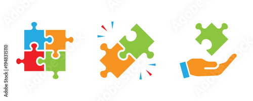 Puzzle piece solution and problem solving concept, Teamwork strategy, connection and business idea symbol. Transparent vector