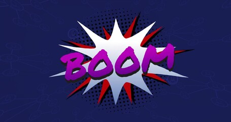 Fotobehang Pop art Paarse boom explosie op marineblauw  © vectorfusionart