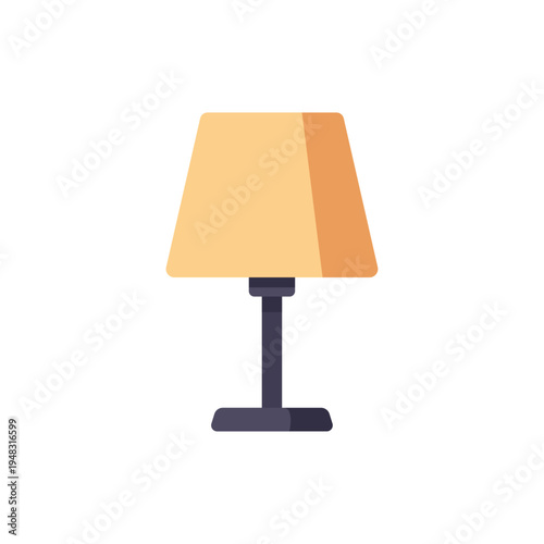 beige table lamp, home lighting, classic shade, colorful vector flat style illustration