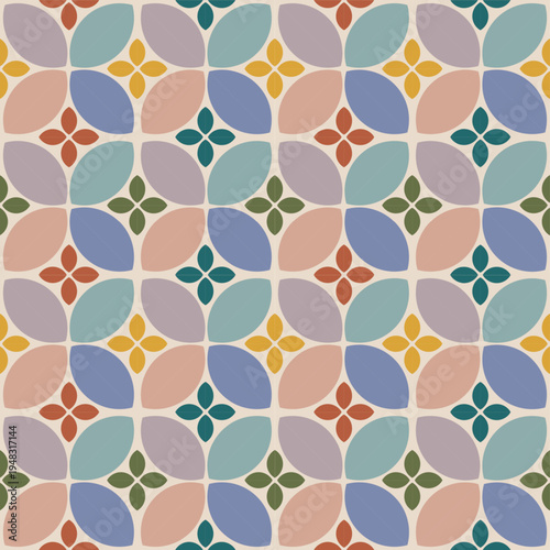 Seamless Pastel Geometric Floral Leaf Pattern