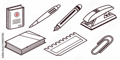 office supplies on a white surface Vector