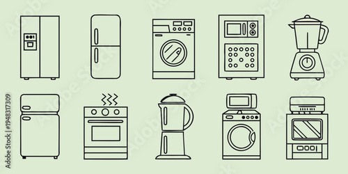a collection of kitchen appliances icons Vector