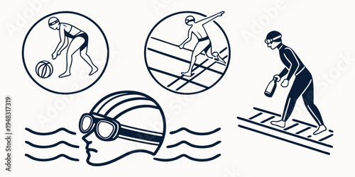 a collection of triathlon icons Vector