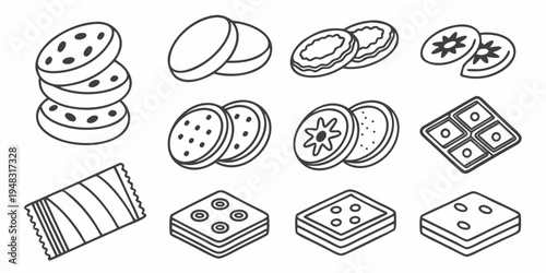 a collection of various types of cookies Vector