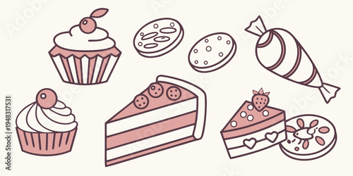 a collection of sweet treats and desserts Vector