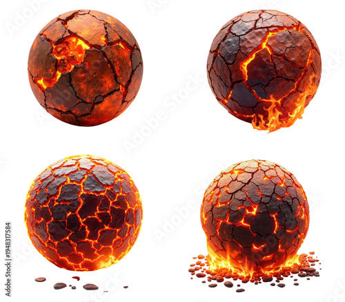 Molten Lava Sphere Collection Transparent Background