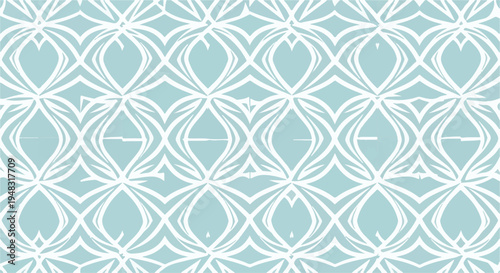 Seamless white intricate organic pattern on light blue background