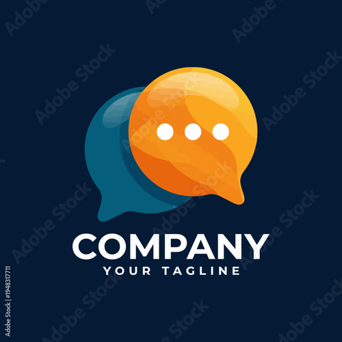 An engaging logo featuring chat bubbles, perfect for communication brands or apps, conveying messaging, interaction, and modern digital communication aesthetics.