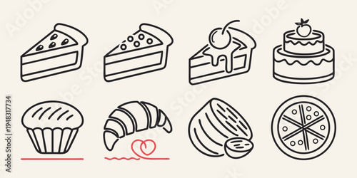 a collection of various sweet baked goods and desserts Vector