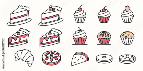 a collection of various sweet treats and desserts Vector
