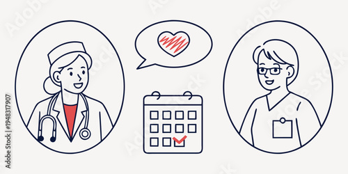 doctor and patient discussing appointment schedule Vector