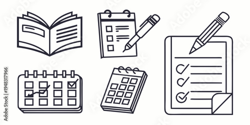 a collection of office stationery and school supplies Vector