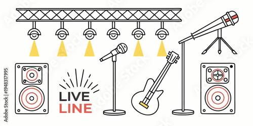 a collection of live music equipment Vector