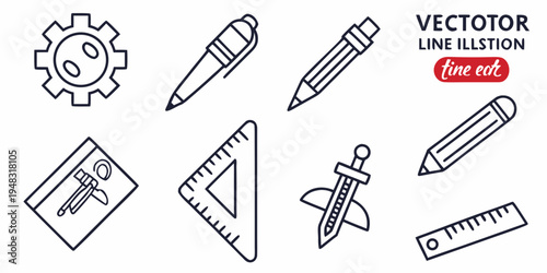 a set of stationery and office supplies Vector