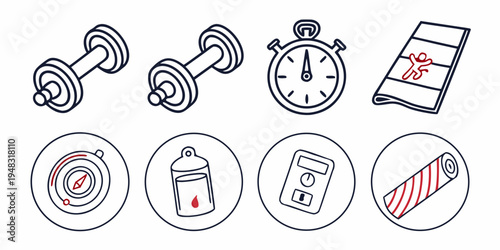 fitness icons for workout and exercise Vector