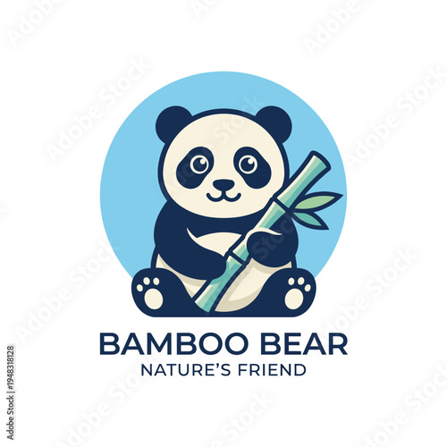 Adorable panda bear illustration with bamboo symbolizes wildlife conservation and environmental awareness. Perfect for brands focusing on nature and animal welfare themes.