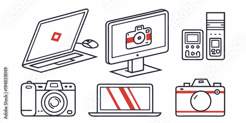 collection of devices with cameras Vector