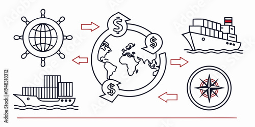 global shipping and logistics network Vector