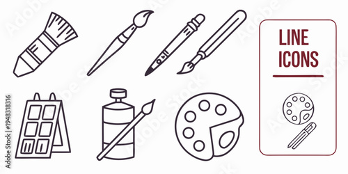 a set of artistic tools and supplies Vector