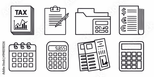 a collection of accounting and tax related icons Vector