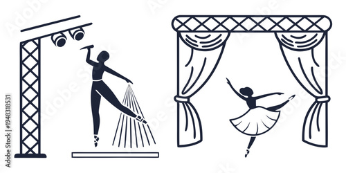 two ballerinas in different dance poses Vector