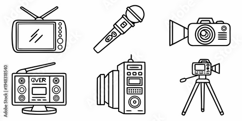 a collection of media and recording equipment Vector