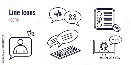 line icons for communication and customer service Vector