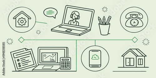 a diagram showing smart home automation with various devices Vector