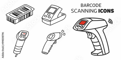 barcode scanner and related scanning icons Vector