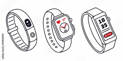 a smartwatch with a square face and red accents Vector