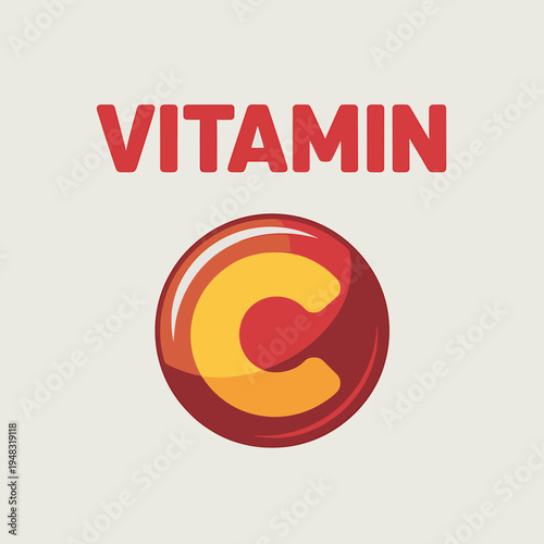 Vitamin C supplement pill icon with orange and red color scheme