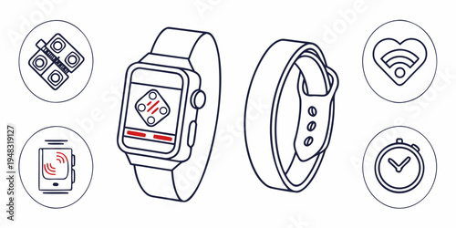 a smartwatch with a heart rate monitor and fitness tracker Vector