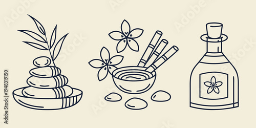 a set of spa and wellness products Vector