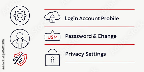 icons for login account settings and security Vector