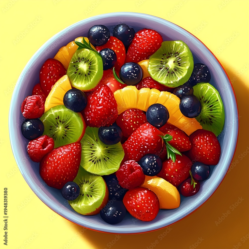 Obraz premium Vibrant Bowl of Fresh Fruit Salad
