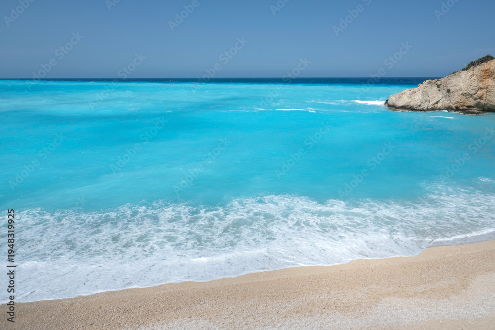 Obraz premium Amazing Panorama of Lefkada Coastline near Porto Katsiki beach, Ionian Islands, Greece