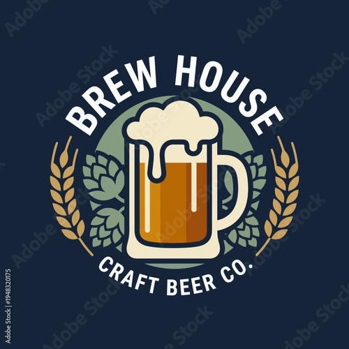 A cozy and inviting logo of a frothy beer mug set against a rich background, representing the essence of craft breweries and the joy of sharing good times.