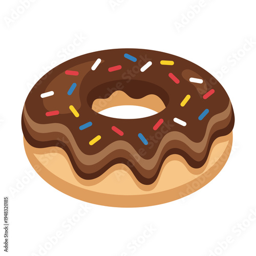 A mouthwatering chocolate glazed donut topped with colorful sprinkles, perfect for anyone who enjoys sweet treats and indulgent snacks showcasing delightful culinary artistry.