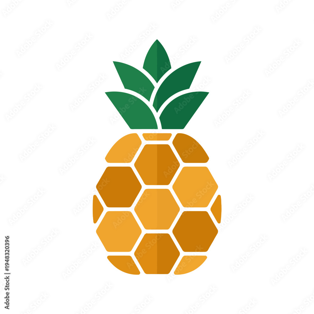 Obraz premium This vibrant image features a stylized pineapple incorporating a honeycomb pattern, symbolizing sweetness, tropical vibes, and refreshing fruit flavors for various uses.