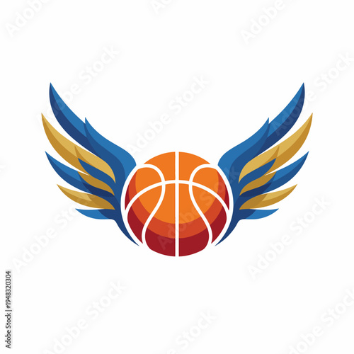 This energetic logo features a basketball encased in majestic wings, combining sports and aspiration in a dynamic design that symbolizes achievement and success.