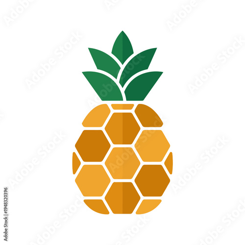 This vibrant image features a stylized pineapple incorporating a honeycomb pattern, symbolizing sweetness, tropical vibes, and refreshing fruit flavors for various uses.