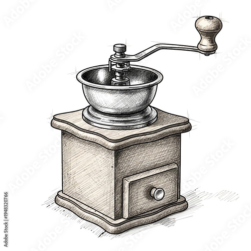 Vintage Coffee Grinder Illustration