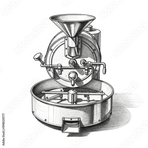 Vintage Coffee Roaster Machine Illustration
