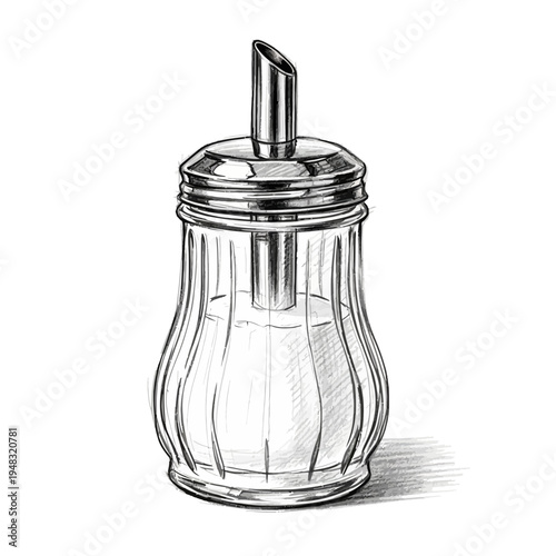 Vintage Glass Sugar Dispenser with Metal Lid