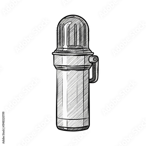 Vintage Thermos Flask Drawing